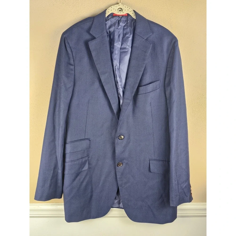 Suitsupply Mens Navy Sienna Wool Slort Coat Blazer 46L 46 Long